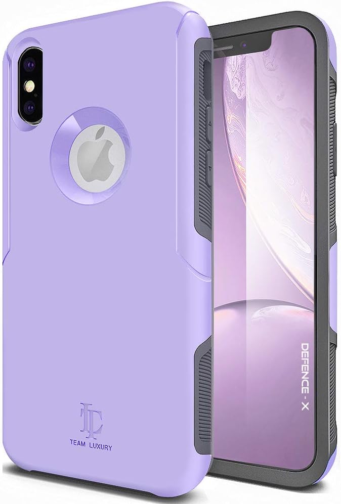 TEAM LUXURY [Defense-x Series Case for iPhone X & iPhone Xs, Dura Layer Shock Absorbing Technology Protective Phone Case 5.8 Inch - Lavender Purple