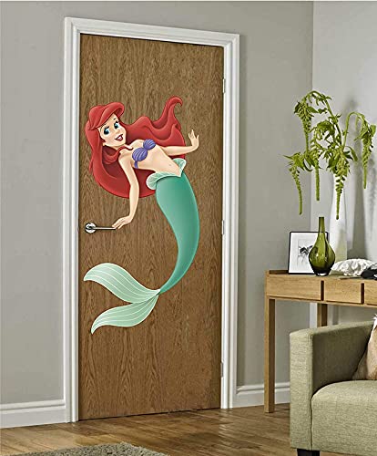 Sticker Cart™ Flying Mermaid Decorative Home Door/Wall Sticker (Multicolour, 68 X 45 cm)