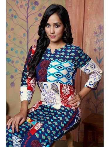 Image of DHRUVI TRENDZ Kurta Sets for Woman | Co ord Set for Women Stylish | Kurti Set for Woman | Short Kurti for Women | Kurtis | Ethnic Floral Straight Kurta Set's with Palazzo Pants