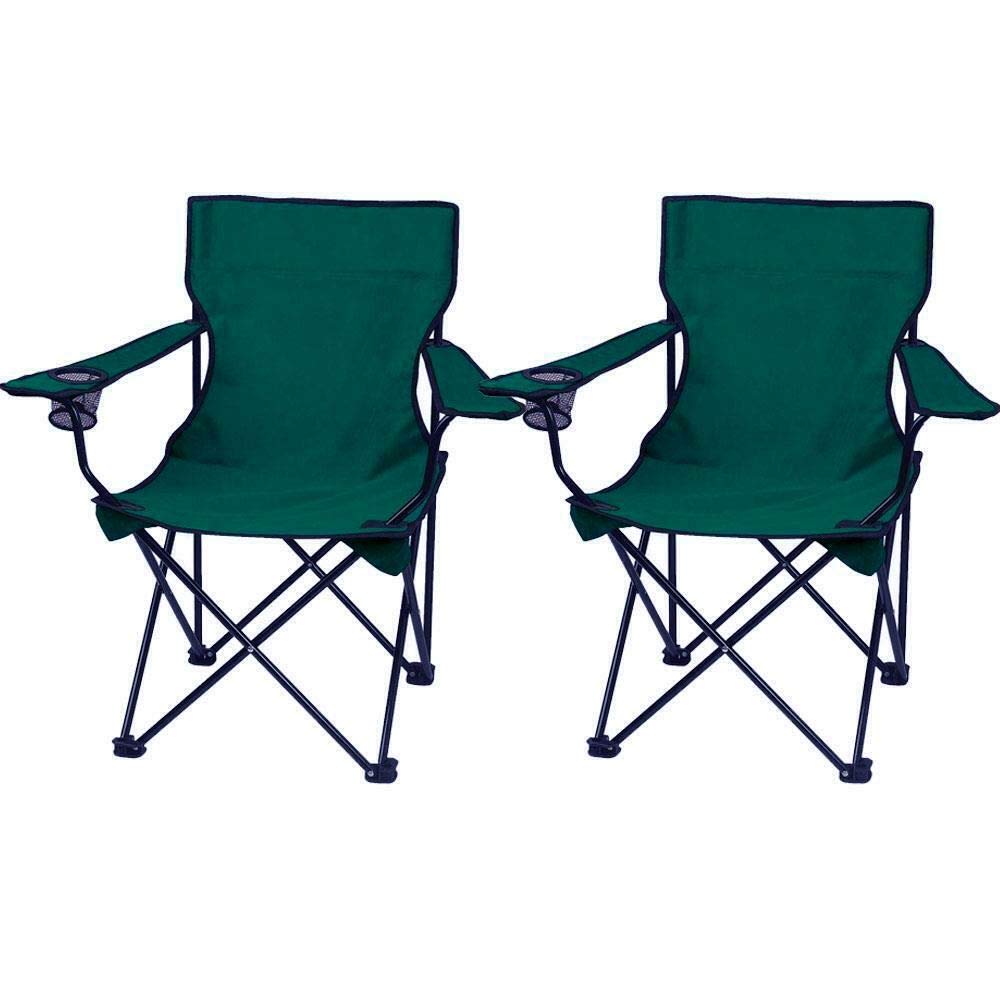 Set of 2 Folding Canvas Camping Chair Portable Fishing Beach Outdoor