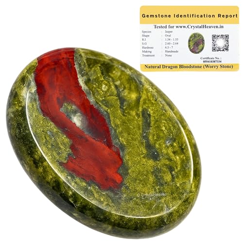 Image of Crystal Heaven Certified Dragon Bloodstone Thumb Worry Pebbles Stones Anxiety Stress Relief Massage - Aaa Grade Original Healing Gemstone Agate Rubbing Stone Yoga Meditation Spiritual Reiki Feng Shui