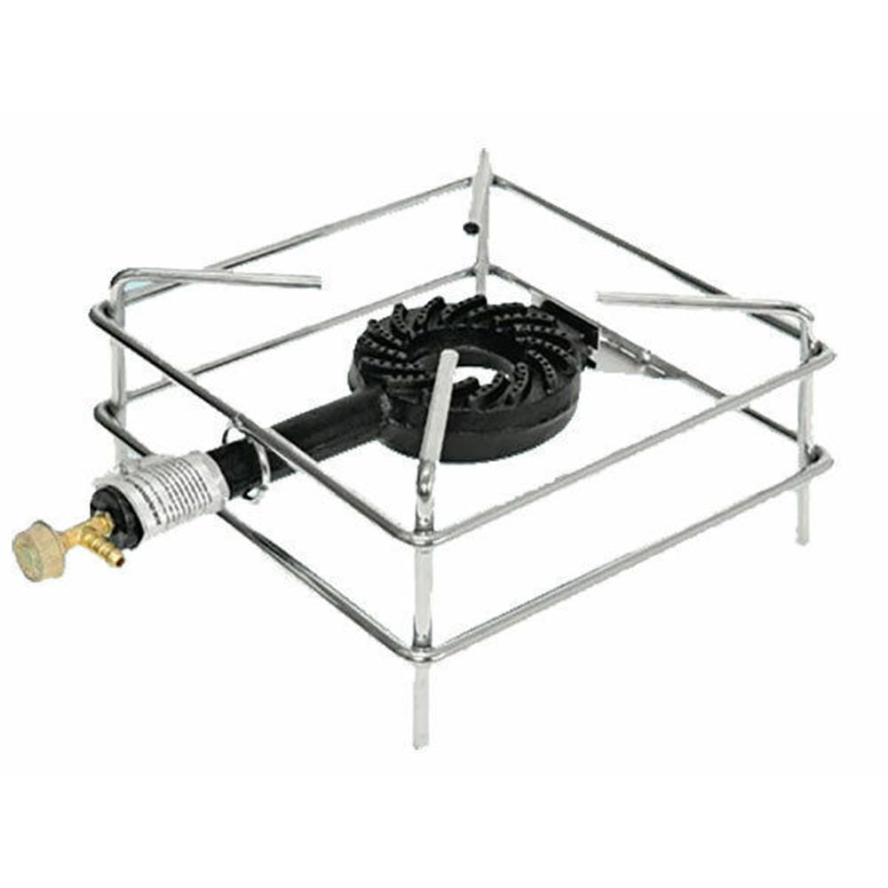 FORNELLONE CROMATO 30x30 FORNELLO A GAS GPL 4PIEDI BRUCIATORE GHISA C/RUBINETTO