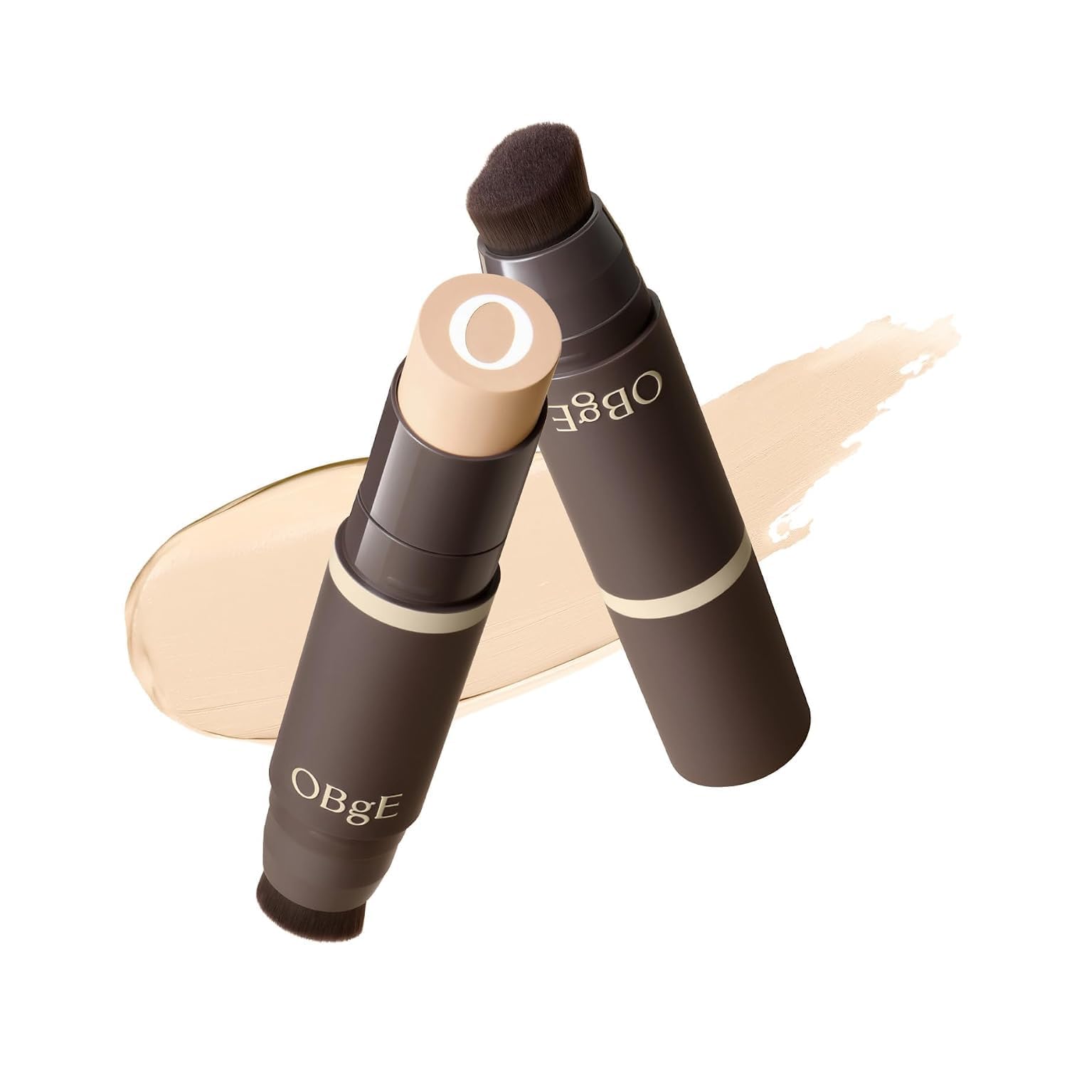 OBgE Natural Foundation Stick High Coverage with Brush #0 Porcelain, 0.49oz