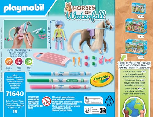 PLAYMOBIL Horses of Waterfall 71640 Kreativset mit Pferd und Stiften, inklusive Einer Figur, einem Pferd und DREI Crayola Stiften… – Ansicht 5