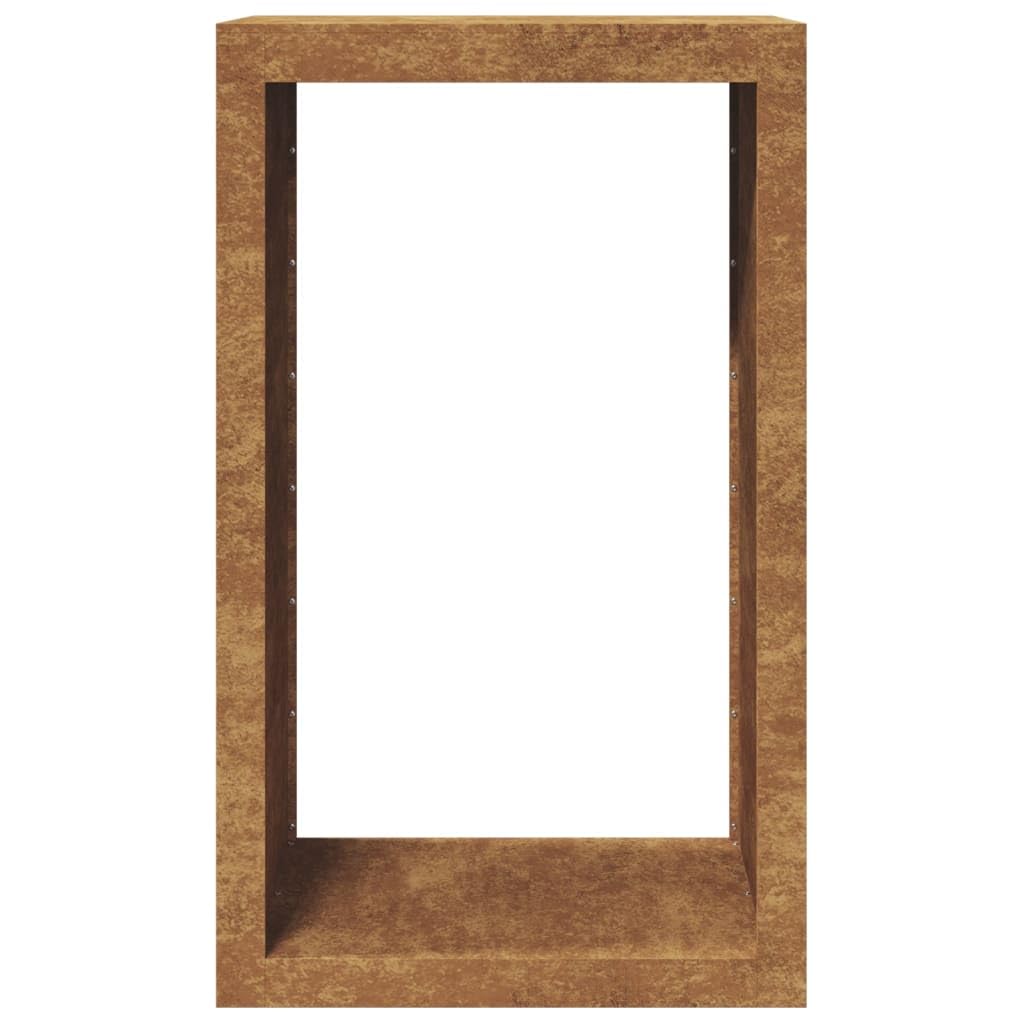 Gecheer Brennholzregal außen Kaminholzregal Metall Feuerholzregal Kaminholzunterstand Kaminholzständer Kaminholzkorb Holzlager Holzstapelhilfe für Garten Terrasse,60x40x100 cm Cortenstahl