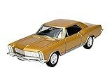 Welly Modell Auto Kompatibel mit 1965 Buick Riviera Gran Sport Gold ca 1/34-1/39 Metal Modell Auto Die Cast Neu im Kasten