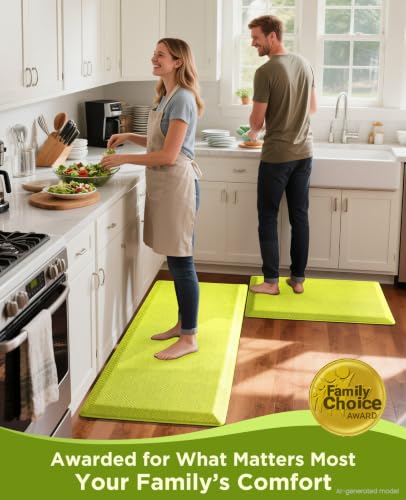 Image of Ophanie Kitchen Mats for Floor, 3 /4 Inch Thick Kitchen Rugs, 20x32 Anti Fatigue Standing Cushioned Mat,Waterproof,Comfort Ergonomic Mat for Office, Home, Sink with 99+ Pairs of Anti-Slip Bottom Ridges