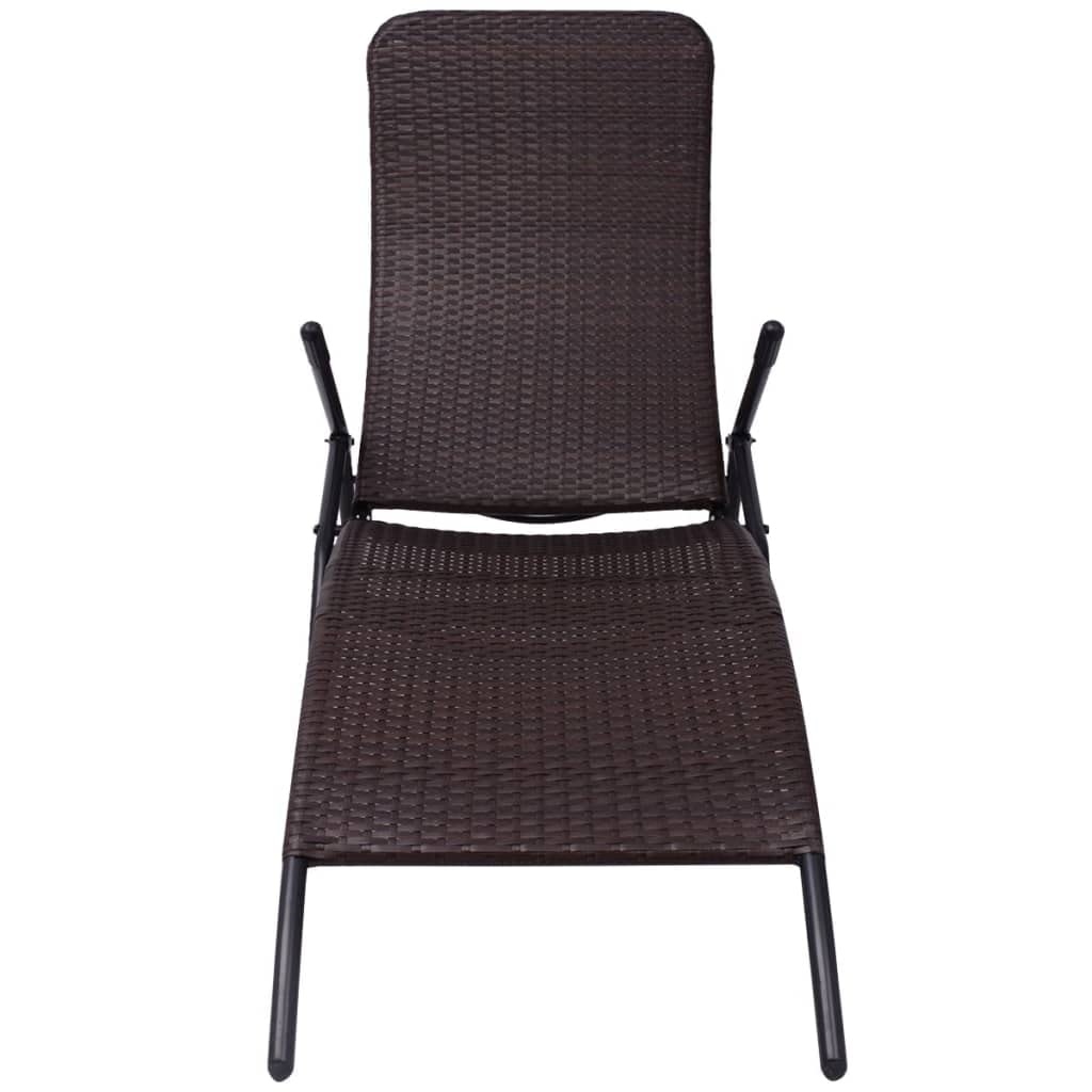 vidaXL Tumbona Plegable de ratán sintético marrón