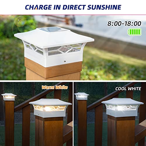 APONUO Solar Post Cap Lights 8 Pack, 2-Modes 4x4/5x5/6x6, White - Image 4