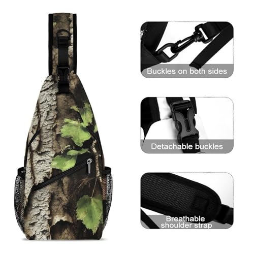 Fashion Chest Bag, Unisex Small Day Pack, Hunting Camo Tree Cross Body Sling Pack For Travel Hiking3