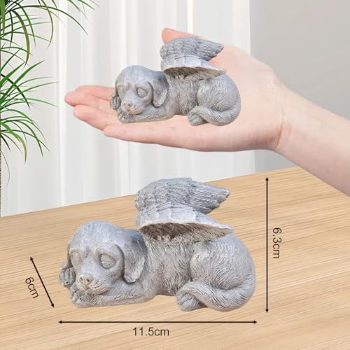 Grabstein Hund mit Engelsflügeln Hund Engel Gedenkstein für Draußen Tiergrabstein Polyresin Hundefigur Garten Wunderschönes Andenken Hund Zuhause Grabschmuck Deko Geschenke für Hundeliebhaber