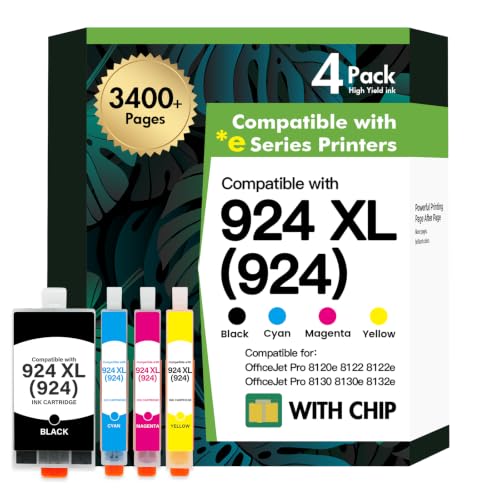 924 924XL Ink Cartridges 8120e 8122e for HP 924 XL Ink Cartridges 4 Pack
