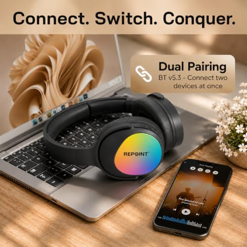 Image of RASSFOAT X7 RGB Wireless Headphones - Powerful Sound, 10H Playtime & Stunning 7-Color RGB Lights. Foldable, Comfortable, and Perfect for Music, Gaming, Movies & Calls-Anywhere, Anytime.