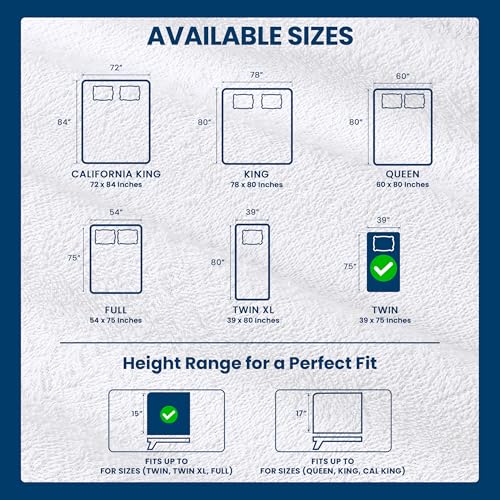 Utopia Bedding Waterproof Mattress Protector Twin Size, Premium 200 GSM Terry Mattress Cover, Soft & Breathable Bed Cover, Fitted Sheet Style with Stretchable Deep Pockets 15