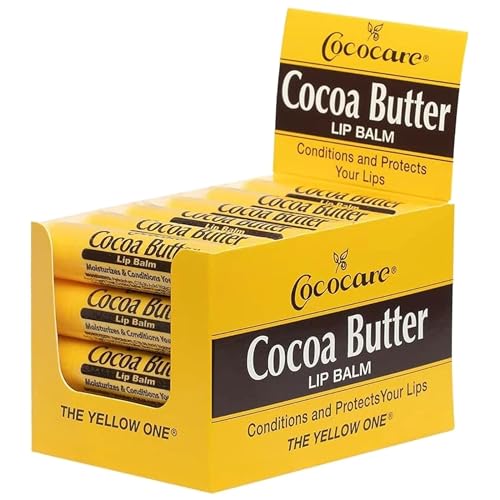 Cococare Cocoa Butter Lip Balm – Cocoa Butter, Vitamin E & Aloe Vera - Paraben-Free Daily Lip Moisturizer, Lip Color Primer, Cold Weather & After Sun Care - 0.15 oz, 10 Pack