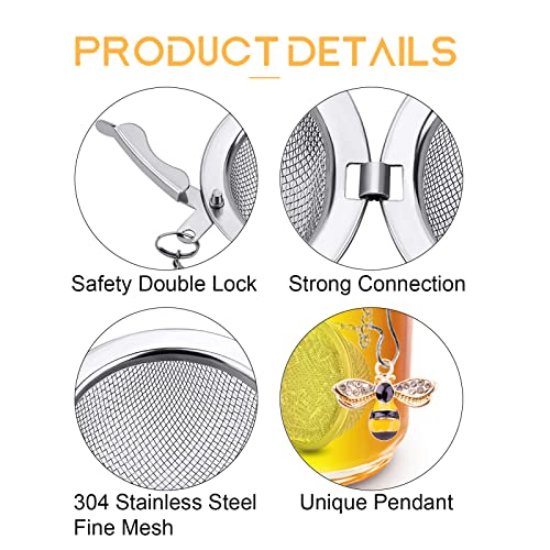 Tea Infusers For Loose Tea 2 Pcs Teasanavie Tea Ball Handmade Honey Bee Tea Strainers For Loose Tea, Tea Infuser With Bee Charm Pendant Loose Leaf Tea Steeper #TOP1