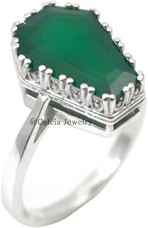 Natural Green Onyx Gemstone Coffin Ring, Handmade 925 Sterling Silver Jewelry For Women, Statement Proposal Ring, Anniversary Gifts For Women, Unique Giftable Ring (green-onyx)