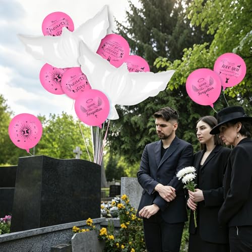 Image of 35PCS Memorial Balloons and 4PCS White Dove Balloons to Release in Sky Memorial Balloon for Release Happy Heavenly Balloon for Condolence, Funeral, Anniversary, Remembrance Services