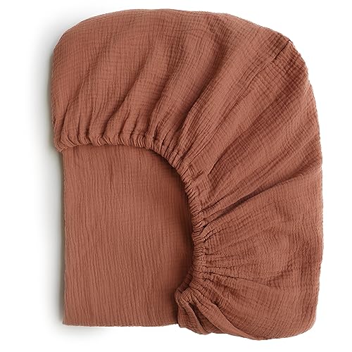 Image of Konssy Muslin Fitted Crib Sheets 100% Cotton Baby Crib Sheets for Standard Crib Mattress (28 X 52 Inches), Soft and Breathable for Boy, Girl (Chestnut)