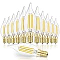 Hizashi E12 Candelabra Bulb 60 watt 5000K Daylight White, Dimmable E12 LED Bulb, 90+ CRI 6W 550LM, CA11 Flame Tip LED Chandelier Light Bulbs Candelabra Base, UL Listed - 12 Pack