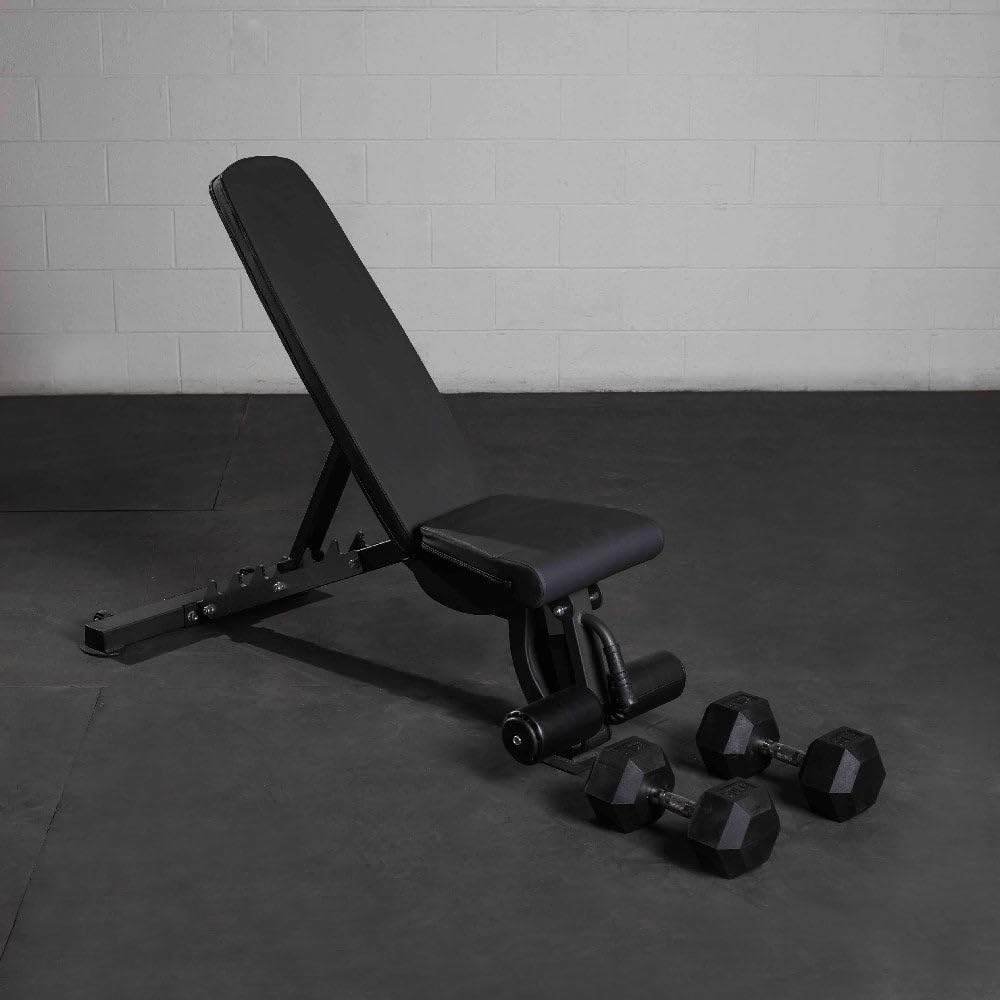 Titan Fitness 5-50 lb Sets Black Rubber Coated Hex Dumbbell Free Weights, Ergonomic Chrome Medium Knurled Handle