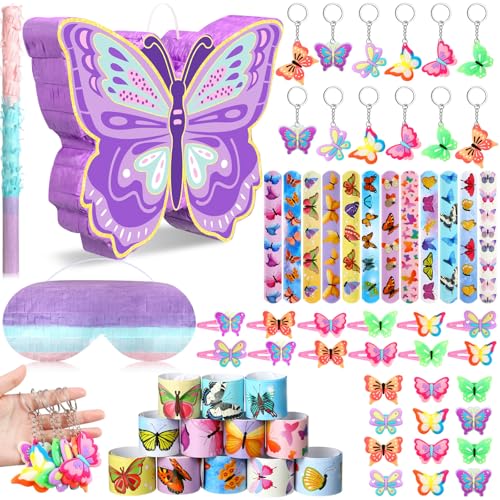 Pasimy 51 Pcs Butterfly Piñata Set Butterfly Birthday Party Decor, Purple