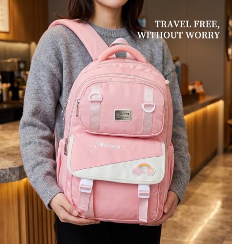Image of ADSON kawaii Girls Travel School Bag|Backpack Of Large Capacity Aesthetic Stylish Girls Korean Laptop Bag Rucksack for School |College Bags Cute Bookbag for Teens Water Resistance 18 Inches
