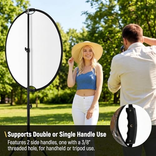 Image of ZIBUYU 5 in 1 Collapsible Reflectors for Photography with Bag, 80cm Dia Double Sided, Light Diffuser with Gold, Silver, White, Black & Translucent Panels for Studio & Outdoor Photography