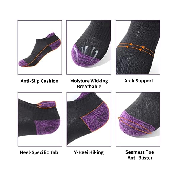 BUDERMMY Sneaker Socken Damen 6 Paar Füßlinge Baumwolle Sportsocken Atmungsaktives Kurz Socken Damen Gepolsterte Laufsocken – Bild 5