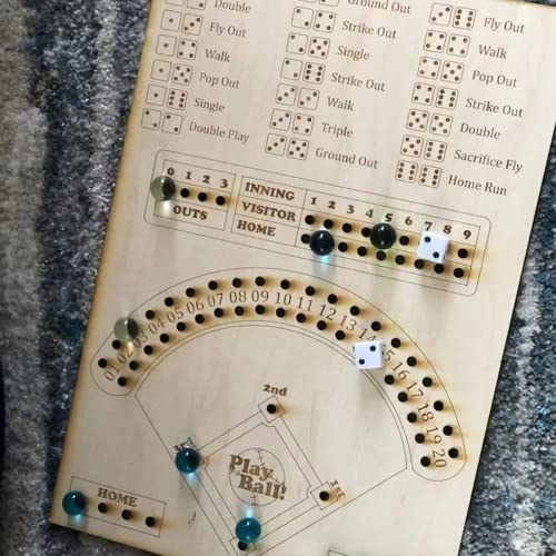 Eyezer Baseball Dice Board Game Wooden Board Game With Dice And Marbles Baseball Gameboard For Kids Adults Brithday Gift Fun Baseball Board Game For Family, Party And Holiday Gatherings #TOP6