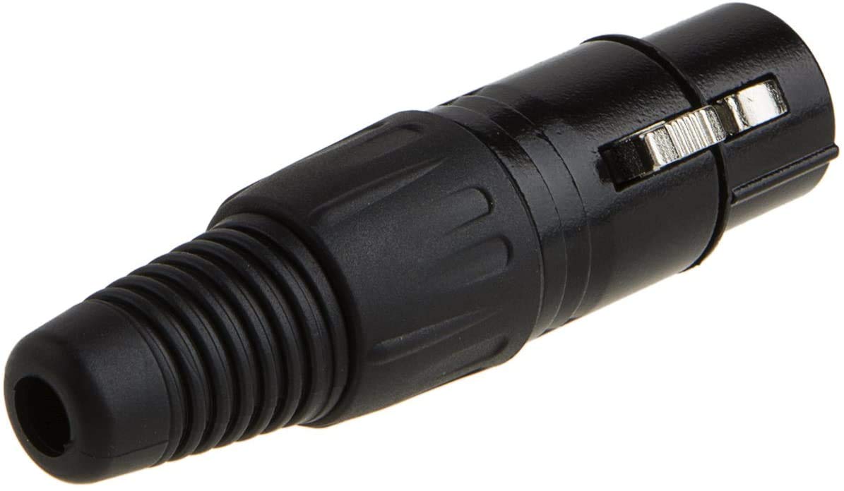 [5-Pack 3 Pin XLR Soldadura Tipo Micrófono Línea Conector Hembra, Carcasa Negra 6