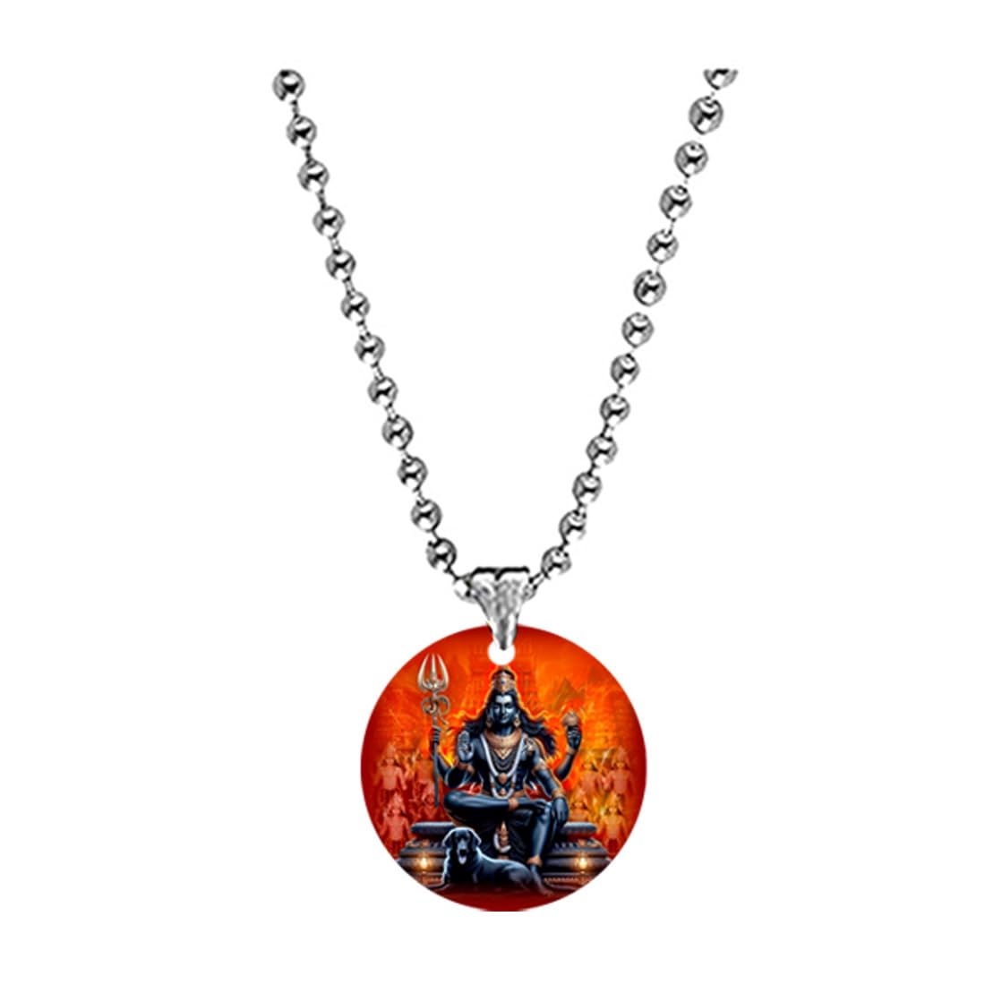 Abhiora FashionLord Kaal Bhairav with Vahan Dog Bead Chain Orange Acrylic Pendant for Men Women | Religious Spiritual Symbolic Charm for Gifting and Personal Styling-image-16