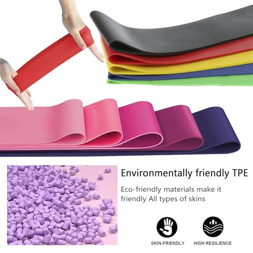 Bandas elasticas musculacion, Set de 5 Banda Elastica Fitness, Bandas elasticas Fitness con Guía Entrenamiento y Bolsa Almacenamiento, Bandas de Resistencia para Yoga, Pilates, Fitness, estiramientos - imagen 4