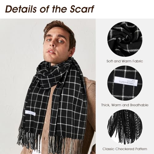 Winter Scarf for Cold Weather Soft Oversized Blanket Shawl Classic Tassel Scarf Flower Pattern for Women Men2