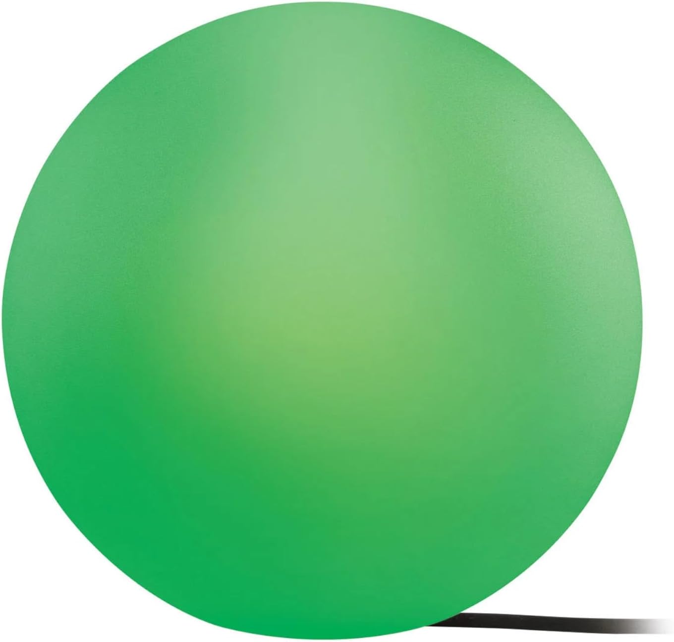 Livarno Home Smart Home LED Light Sphere glowing with a bright green color.