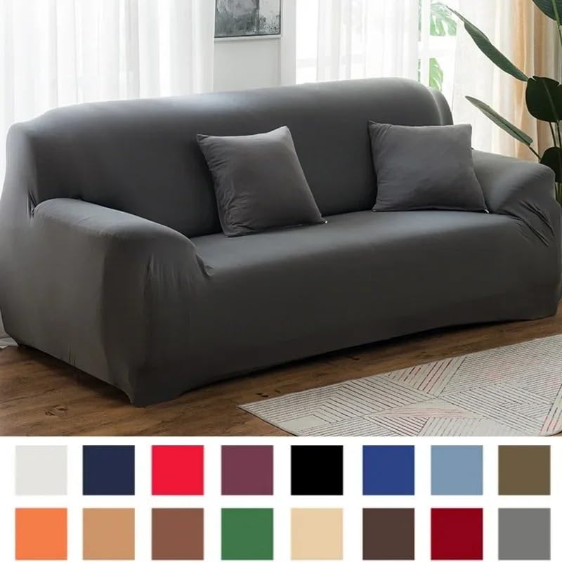 Copridivani Copridivano in tinta unita for soggiorno elastico a 1/2/3/4 posti(Noir,3 Seater 190-230cm)