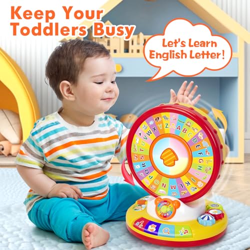 Image of Learning Toy for 1 2 3 Year Old Boys Girls, Spin and Sing Alphabet Musical Toys with Light and Animal Sounds, Interactive Games for Toddlers 12-18 Months, Christmas Birthday Gifts for Baby Ages 1-3