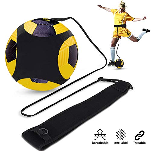 Kit Allenamento Calcio col Pallone, Trainer da Calcio per Bambini e Adulti, Individuale Cintura Regolabile Attrezzatura, Aiuto Migliorare Controllo di Palla Mazione Pratica (Non Contiene Palline)