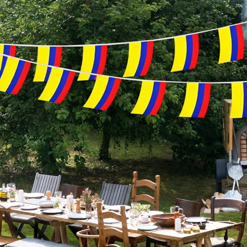 Image of Columbia Flags Columbian String Flag Banners for Patriotic Events Independence Day Sports Bars Inside Outside Decorations 33 Feet 30 Flags