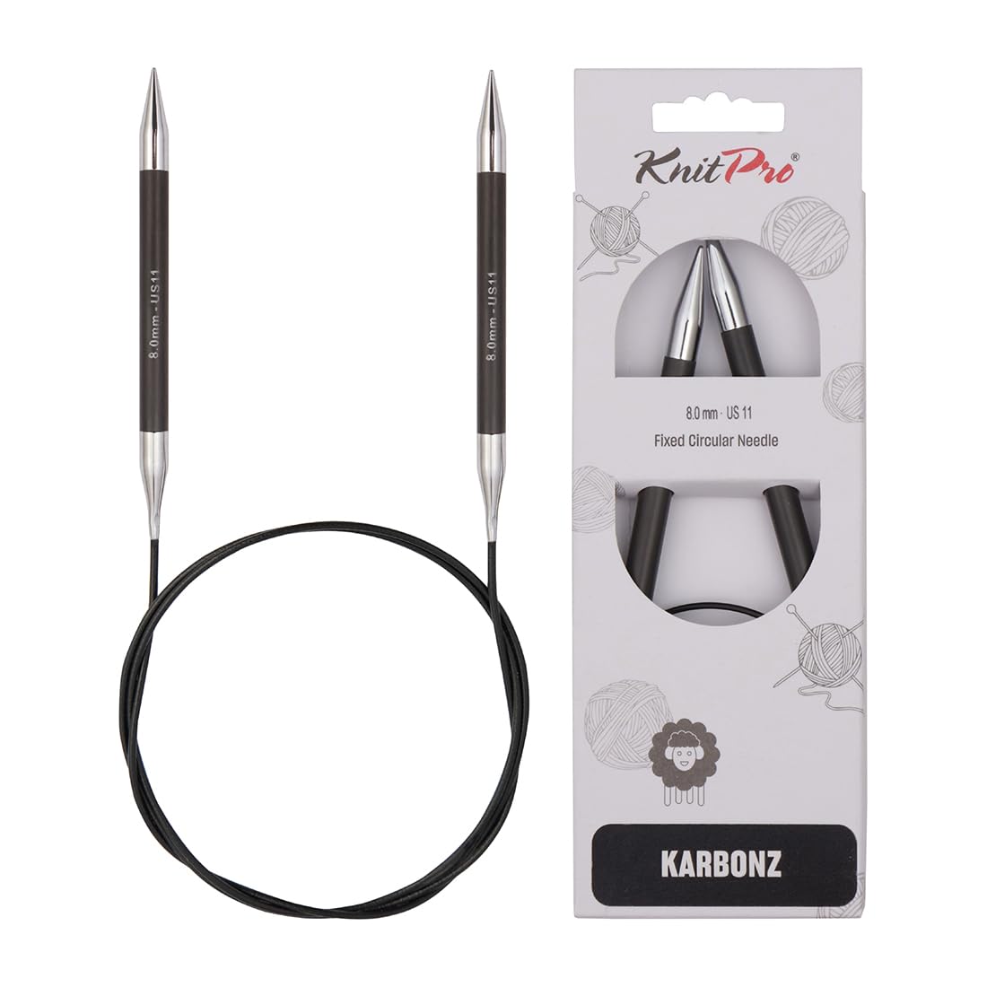 KnitPro Karbonz Fixed Circular Needles 32" (80cm) | 8.00mm