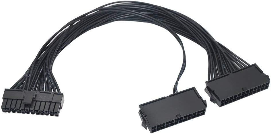 Dual PSU Power Supply Splitter Cable 24Pin ATX Motherboard Adapter PSU Connector Cable (2 Pack)