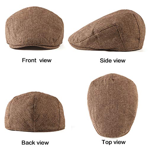 Image of 2-Pack Adjustable Newsboy Hats for Men Flat Cap Irish Wool Blend Tweed