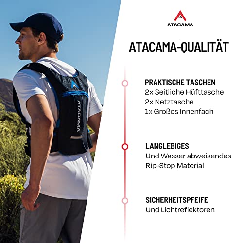 ATACAMA Laufrucksack ohne Blase zum Laufen und Fahrrad Fahren 2l rot/blau - wasserdicht, reflektierend, leicht… – Ansicht 2