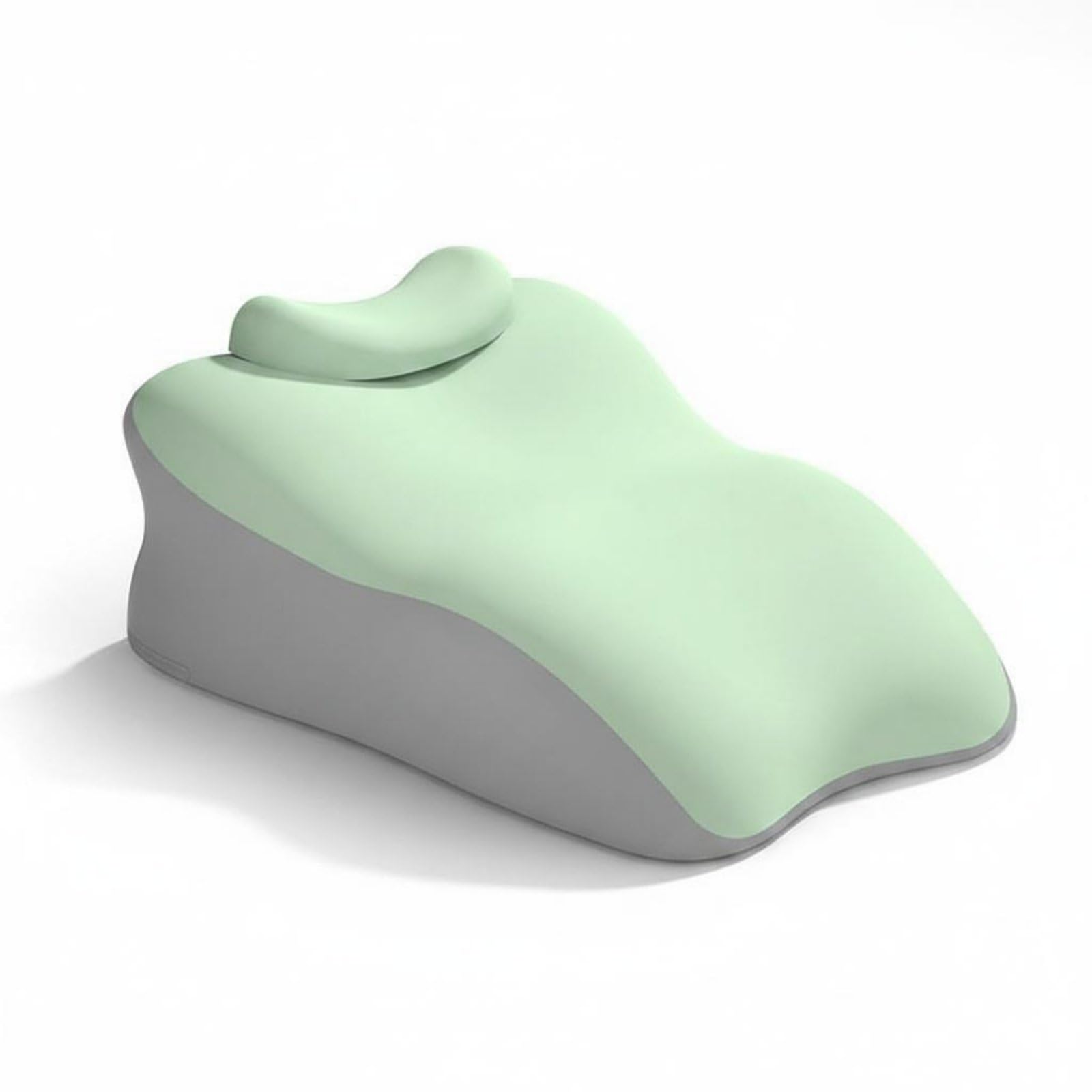 Multi Functional Memory Foam Intimate Pillow Ergonomic Shape Couples Positioning Pillow High Density Intimate Support Cushion Breathable Textile, Green Gray, with Headrest-image-10