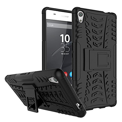 Sony Xperia XA Ultra Case, Nicelin Hard PC Material Cover and Silicone Inner Holder 2 in 1 Stand Case for Sony Xperia XA Ultra - [NOT for Xperia XA/Xperia X ] (Black)