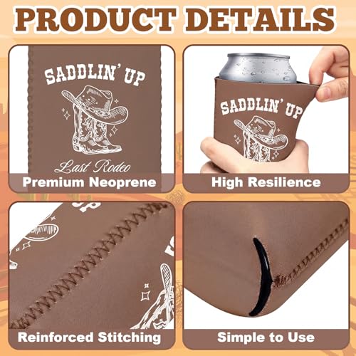 Image of SiliFine 12 Pcs Bachelorette Party Can Sleeves Bulk Coquette Bachelorette Decoration Cowgirl Can Sleeves for Bridal Shower Gifts(3.5 x 5.5 Inches,Last Rodeo Western Cowgirl)