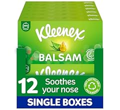 Kleenex® Balsam Facial Tissues - Pack of 12 Tissue Boxes - Balm Tissues Protect and Soothe Your Nose When You've Got a Cold…