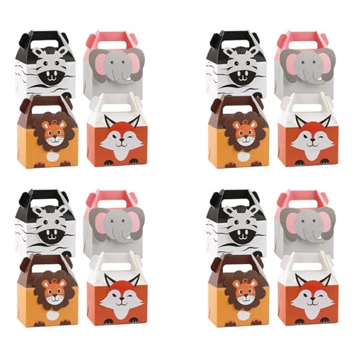 Kznifmk 80 Piezas Bolsas de Fiesta de Animales Bolsas de Regalo de Papel Bolsas de Papel Pequeñas para Fiesta de Niños, 4 Diseños de Fiesta de Cumpleaños con Tema de