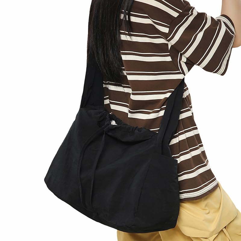 Drawstring Bucket Bag Women Large Capacity Lightweight Shoulder Crossbody Tote Soft Casual Handbag for Daily Work Travel2