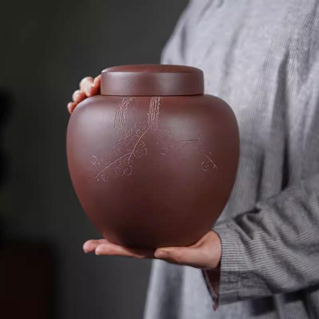 LYGSWDB Słoik na cukier Duża fioletowa puszka na herbatę z glinki Pu'er Puszka do przechowywania herbaty Zamknięte przechowywanie Pusta puszka do serwowania mielonej kawy, herbaty, cukru, soli i